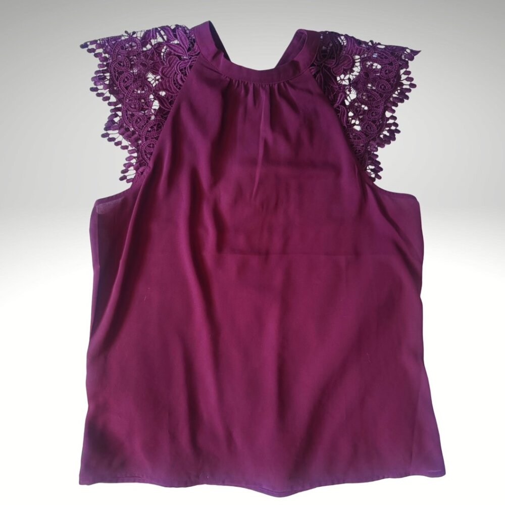 Express Maroon Lace Cap Sleeve Blouse Size Small